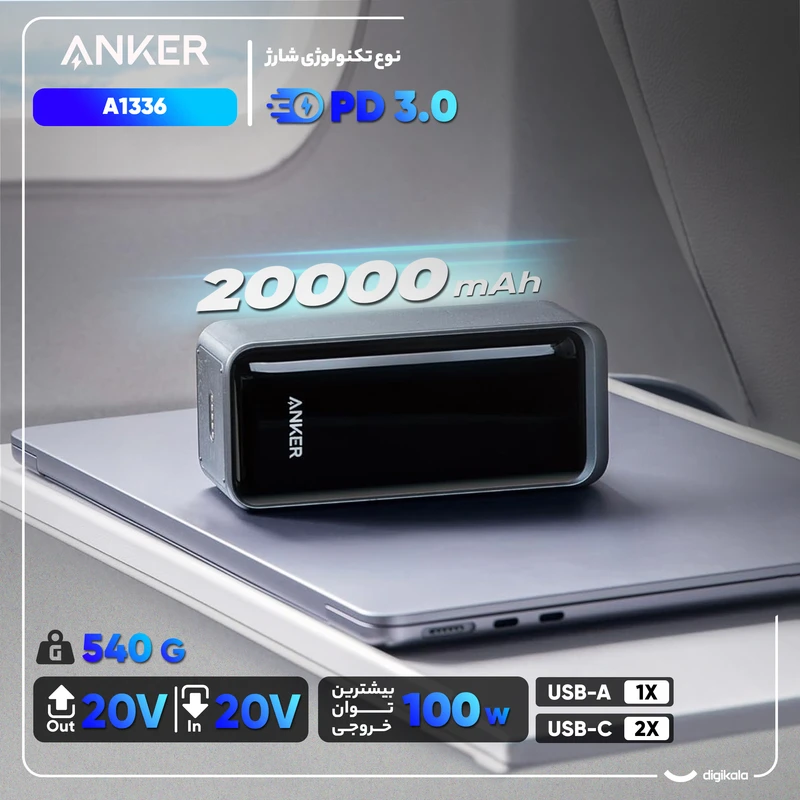 debbbce3e593a11e9b45b5897480a514e68773d7_1765742305 پاوربانک انکر مدل Anker Prime Power Bank 200W A1336 - Image 6