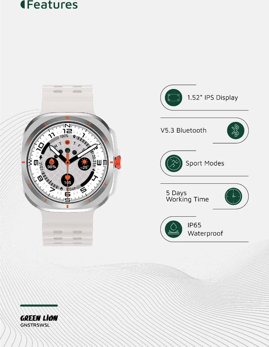 ساعت هوشمند گرین لاین مدل Green Lion Strive Smart Watch GNSTRSWSL 3 2